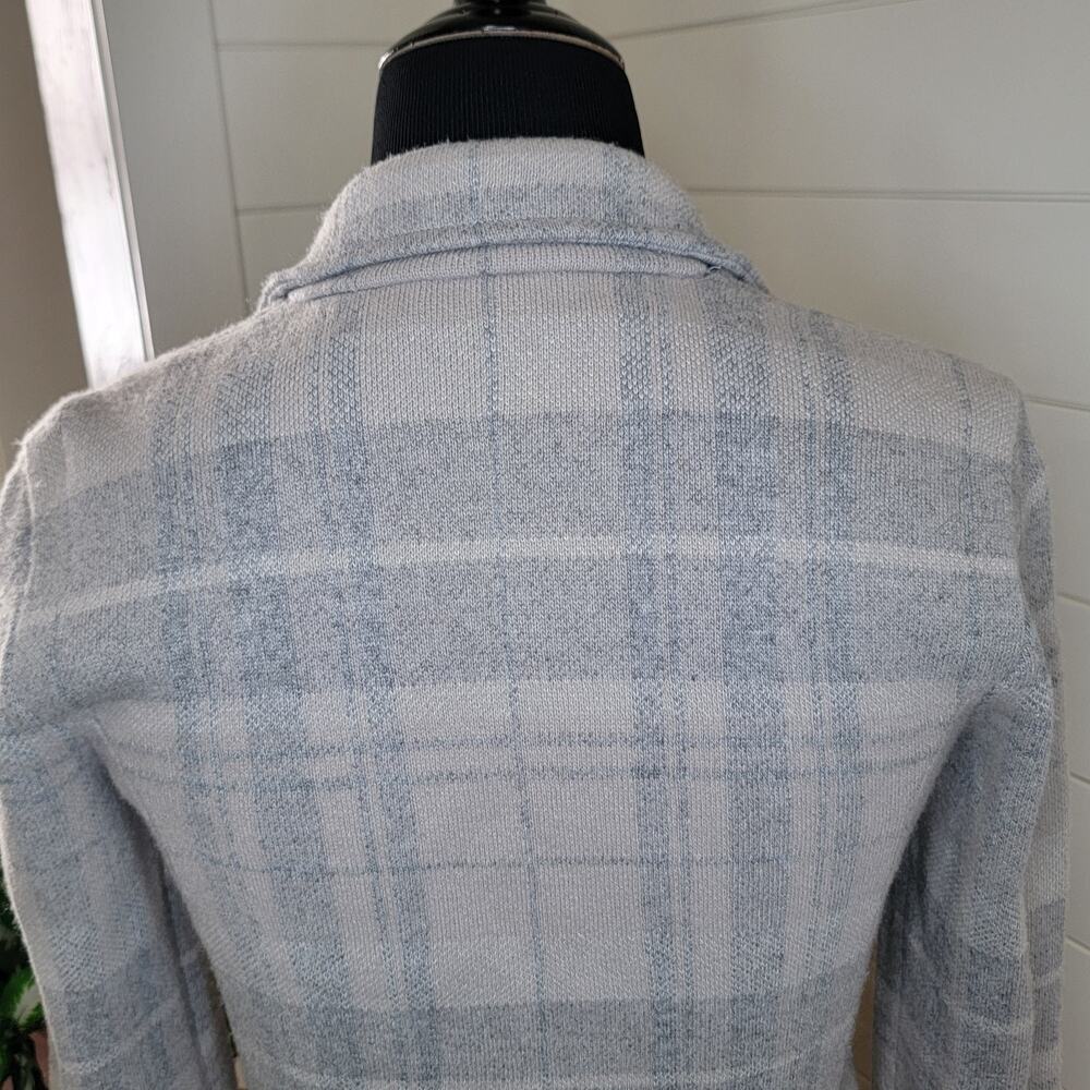 Lauren Ralph Lauren Black Label Wool Blend Knit Plaid Blazer Womens Medium Gray - Picture 7 of 11